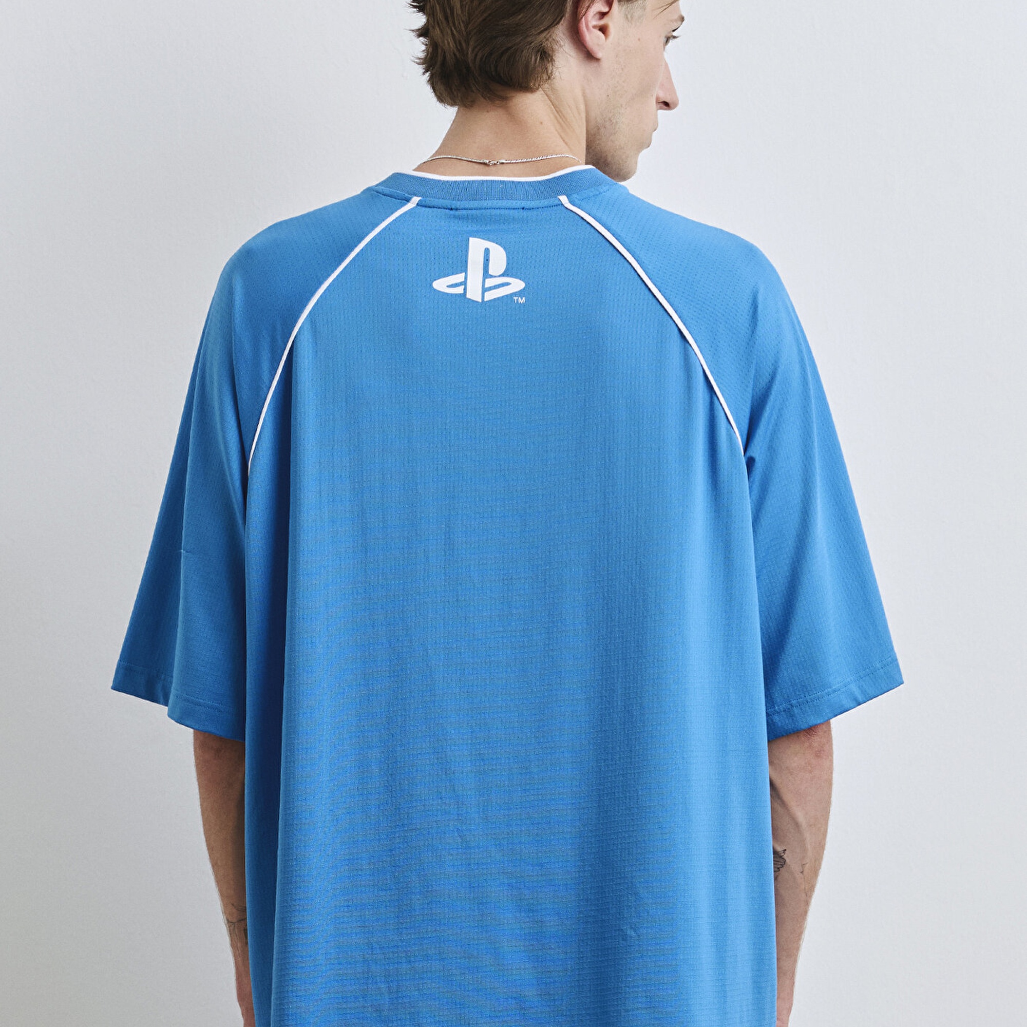 Mavi PlayStation Baskılı Mavi Tişört Oversize / Geniş Kesim 0612939-70772