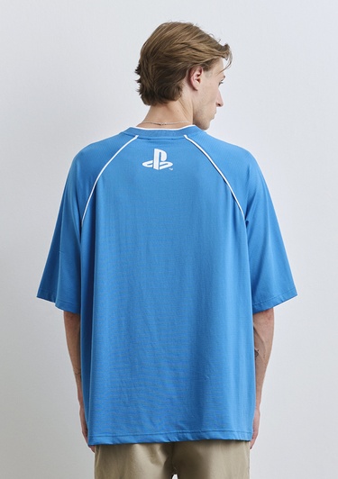 Mavi PlayStation Baskılı Mavi Tişört Oversize / Geniş Kesim 0612939-70772
