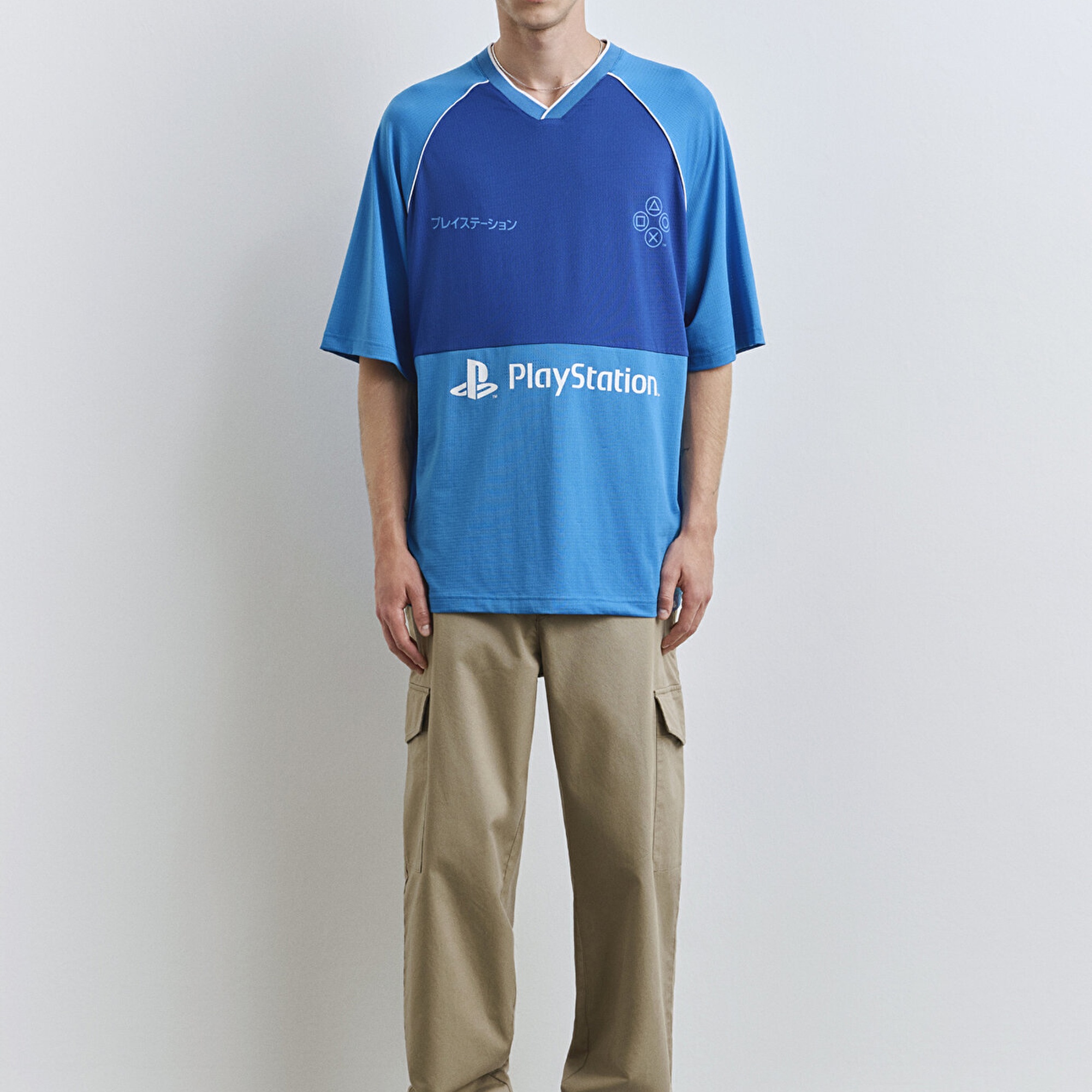 Mavi PlayStation Baskılı Mavi Tişört Oversize / Geniş Kesim 0612939-70772
