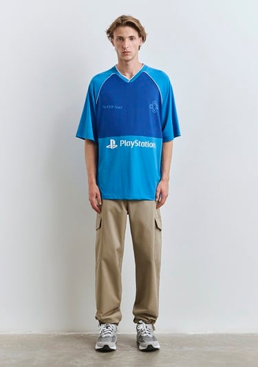  Mavi PlayStation Baskılı Mavi Tişört Oversize / Geniş Kesim 0612939-70772
