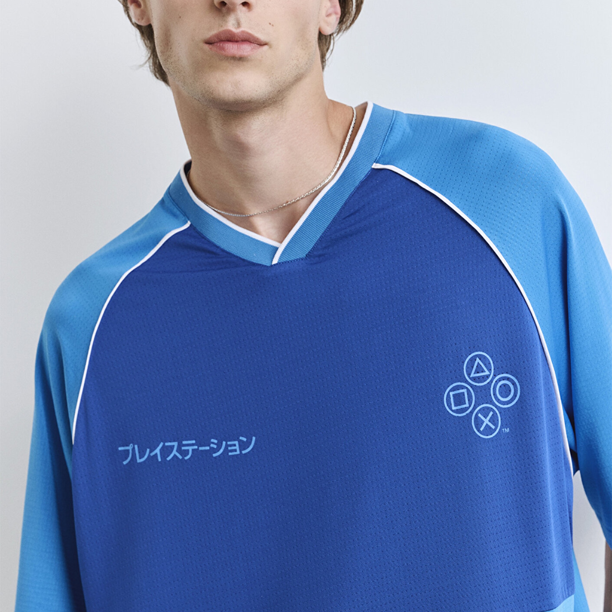 Mavi PlayStation Baskılı Mavi Tişört Oversize / Geniş Kesim 0612939-70772