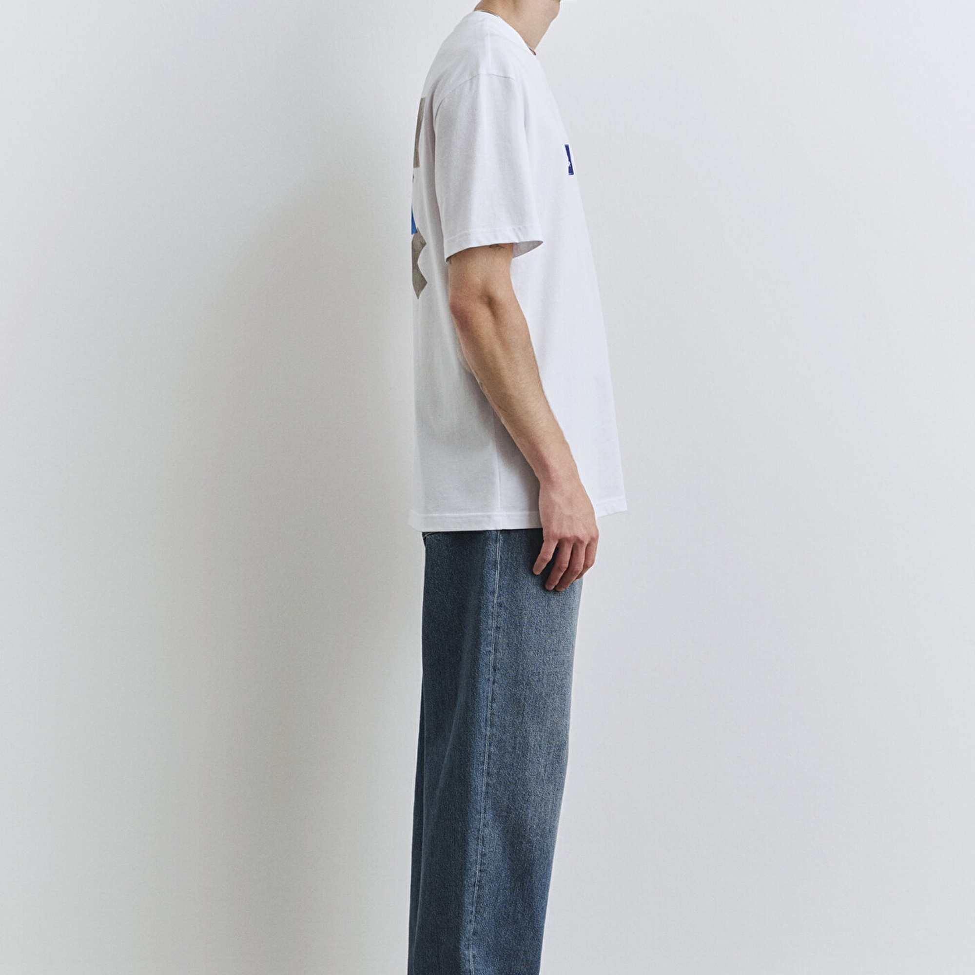 Mavi PlayStation Baskılı Beyaz Tişört Loose Fit / Bol Rahat Kesim 0612926-620