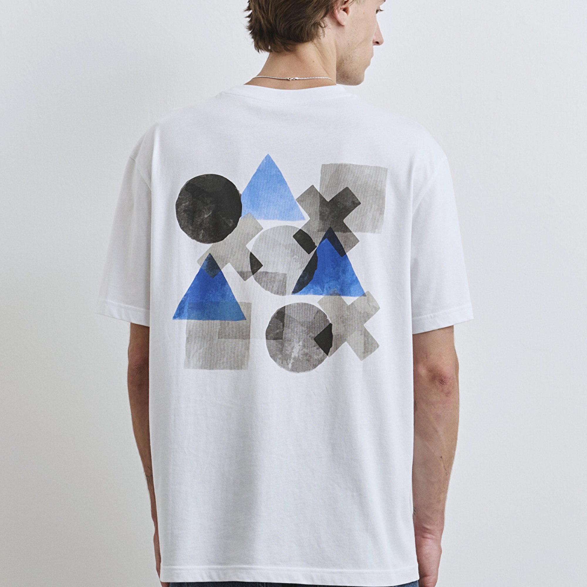 Mavi PlayStation Baskılı Beyaz Tişört Loose Fit / Bol Rahat Kesim 0612926-620