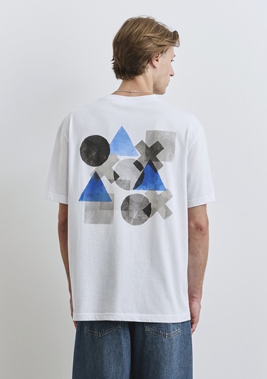  Mavi PlayStation Baskılı Beyaz Tişört Loose Fit / Bol Rahat Kesim 0612926-620