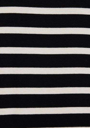  Mavi Çizgili Siyah Tişört Loose Fit / Bol Rahat Kesim 0612860-70057