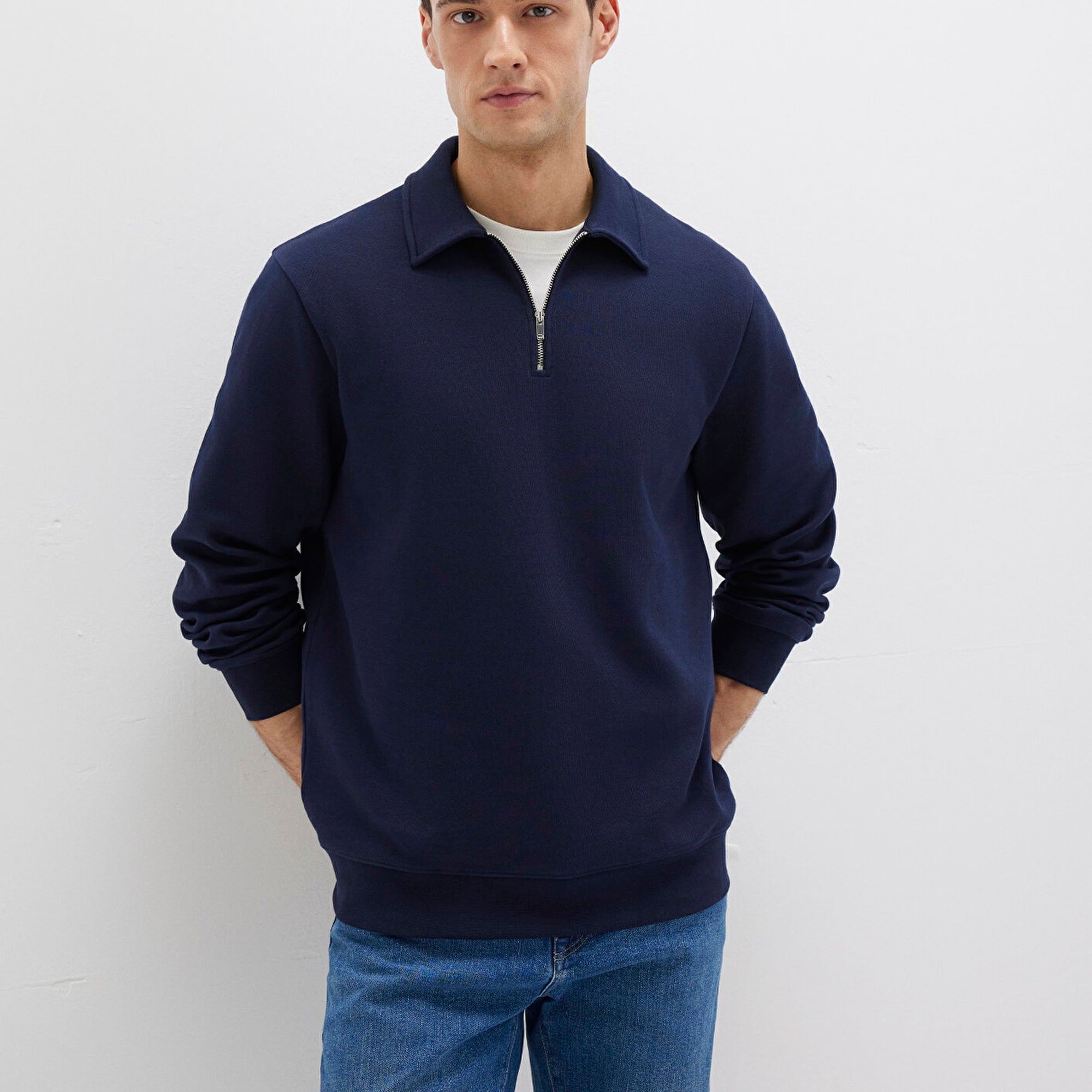 Mavi Yarı Fermuarlı Lacivert Sweatshirt 0S10414-86415