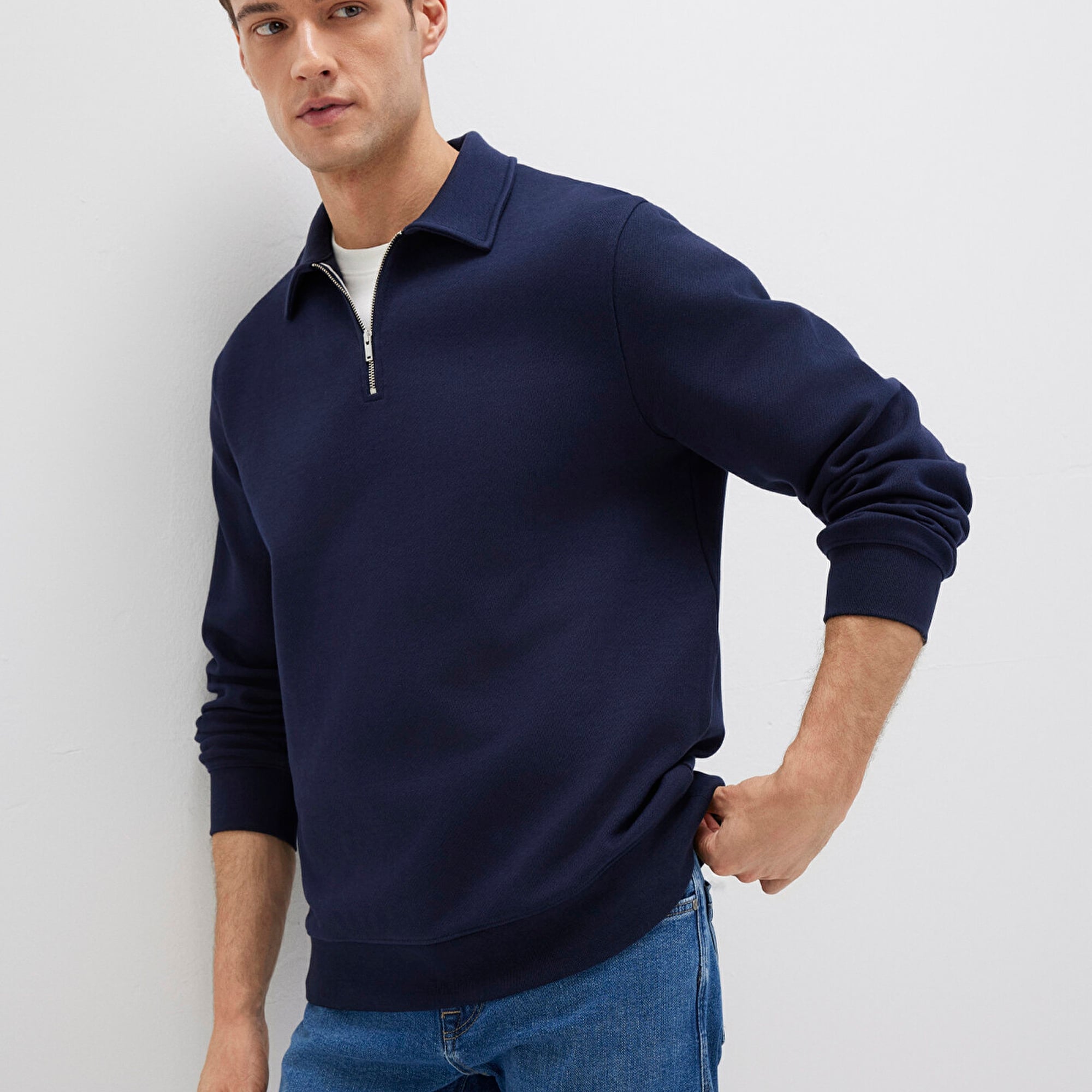 Mavi Yarı Fermuarlı Lacivert Sweatshirt 0S10414-86415