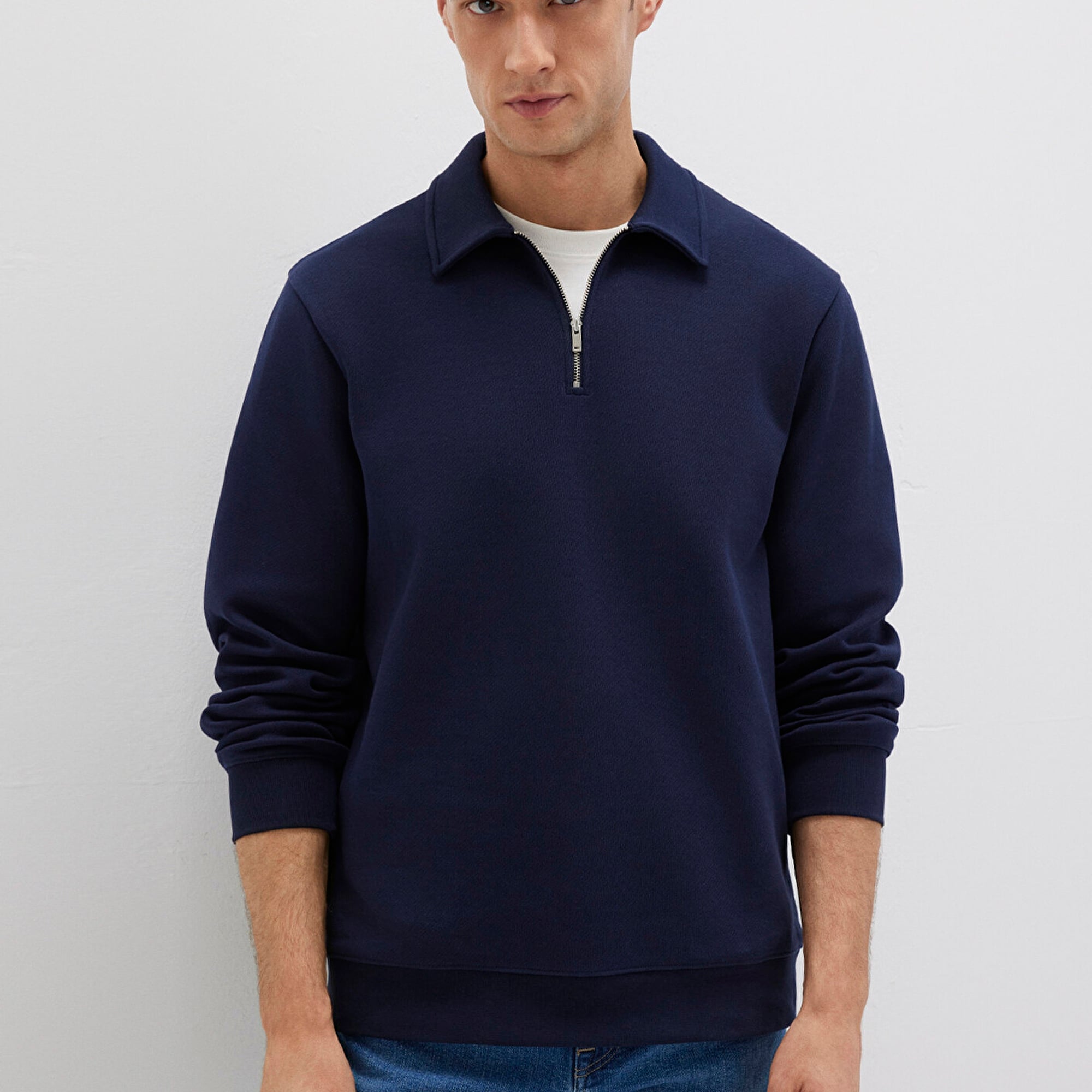 Mavi Yarı Fermuarlı Lacivert Sweatshirt 0S10414-86415