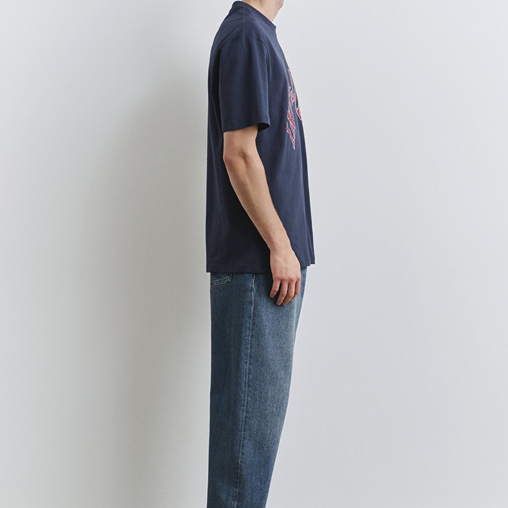 Mavi Baskılı Lacivert Tişört Loose Fit / Bol Rahat Kesim 0612882-89353