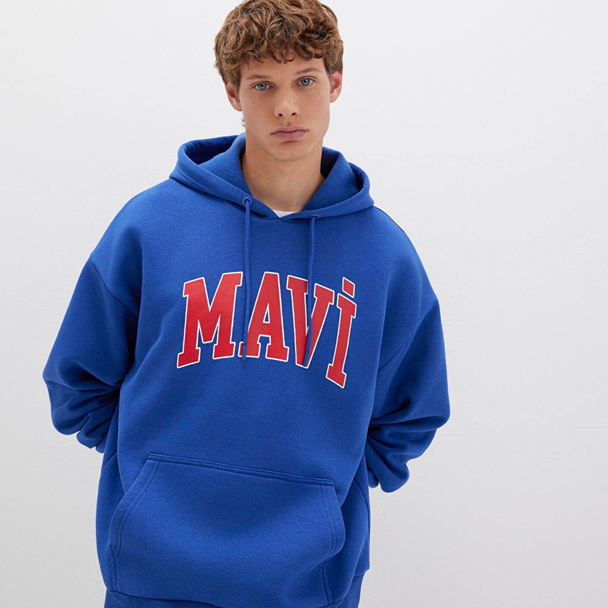 Mavi Mavi Logo Baskılı Kapüşonlu Mavi Sweatshirt 067149-70907