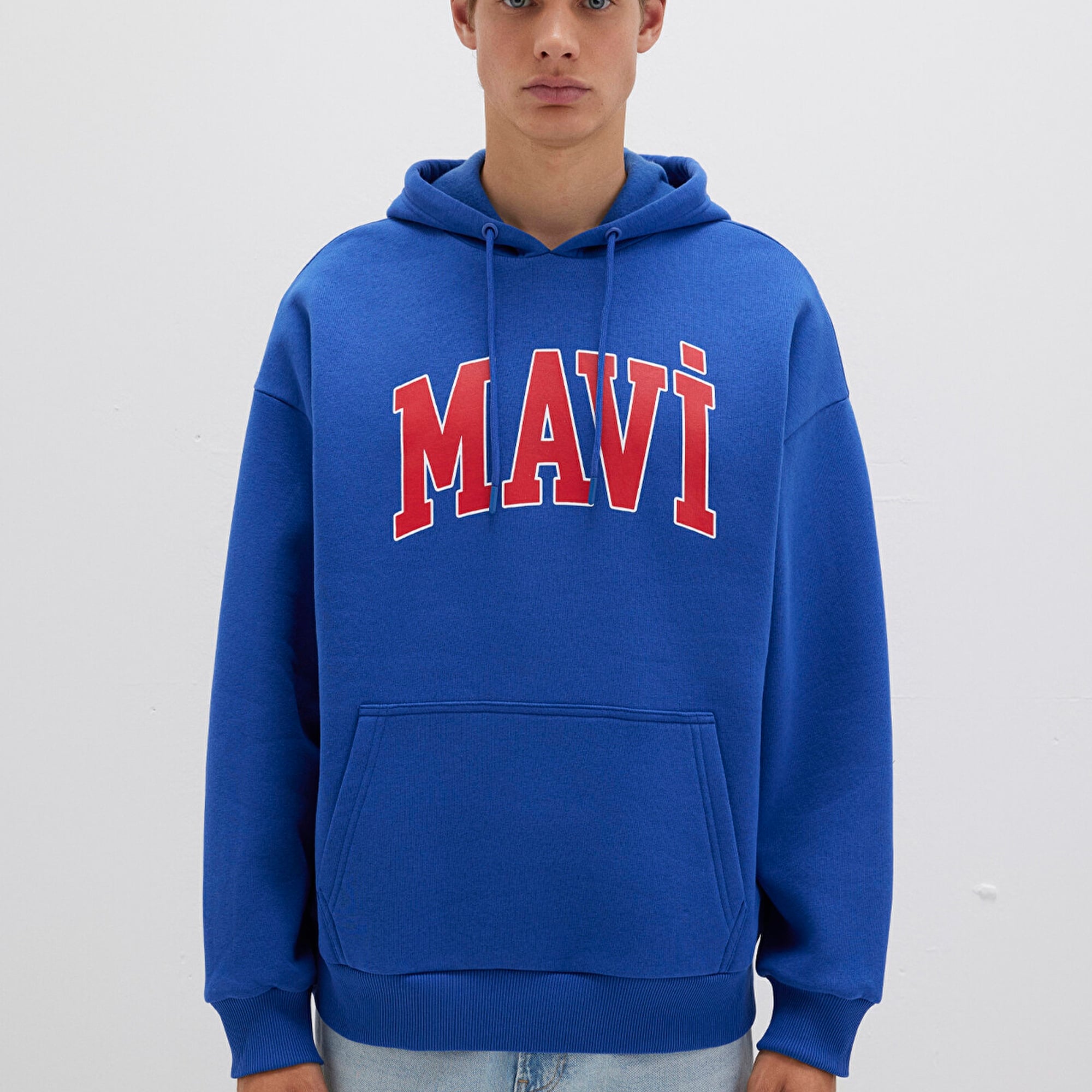 Mavi Mavi Logo Baskılı Kapüşonlu Mavi Sweatshirt 067149-70907