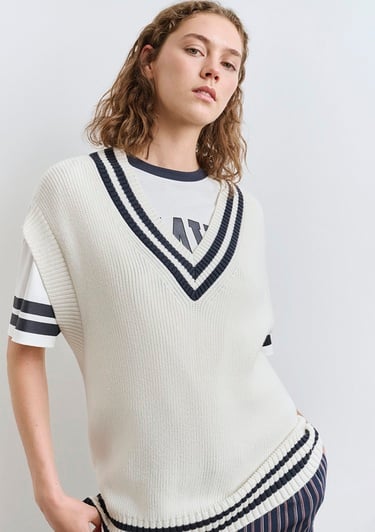  Mavi Ekru Süveter Loose Fit / Bol Rahat Kesim 1710706-70057