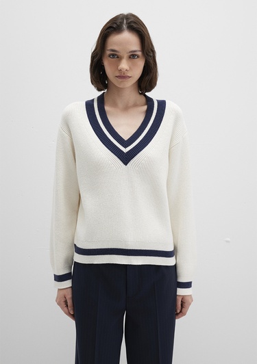  Mavi Ekru Kazak Regular Fit / Normal Kesim 1710705-70057