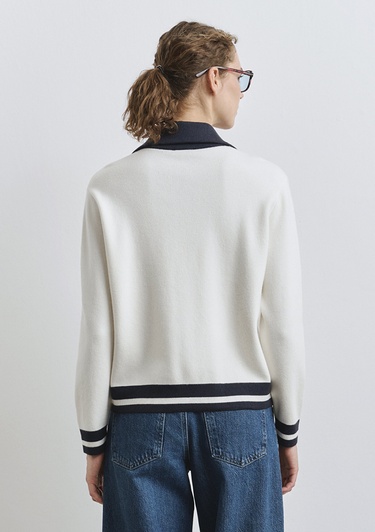  Mavi MJ Nakışlı Yarı Fermuarlı Kazak Loose Fit / Bol Rahat Kesim 1710687-70057