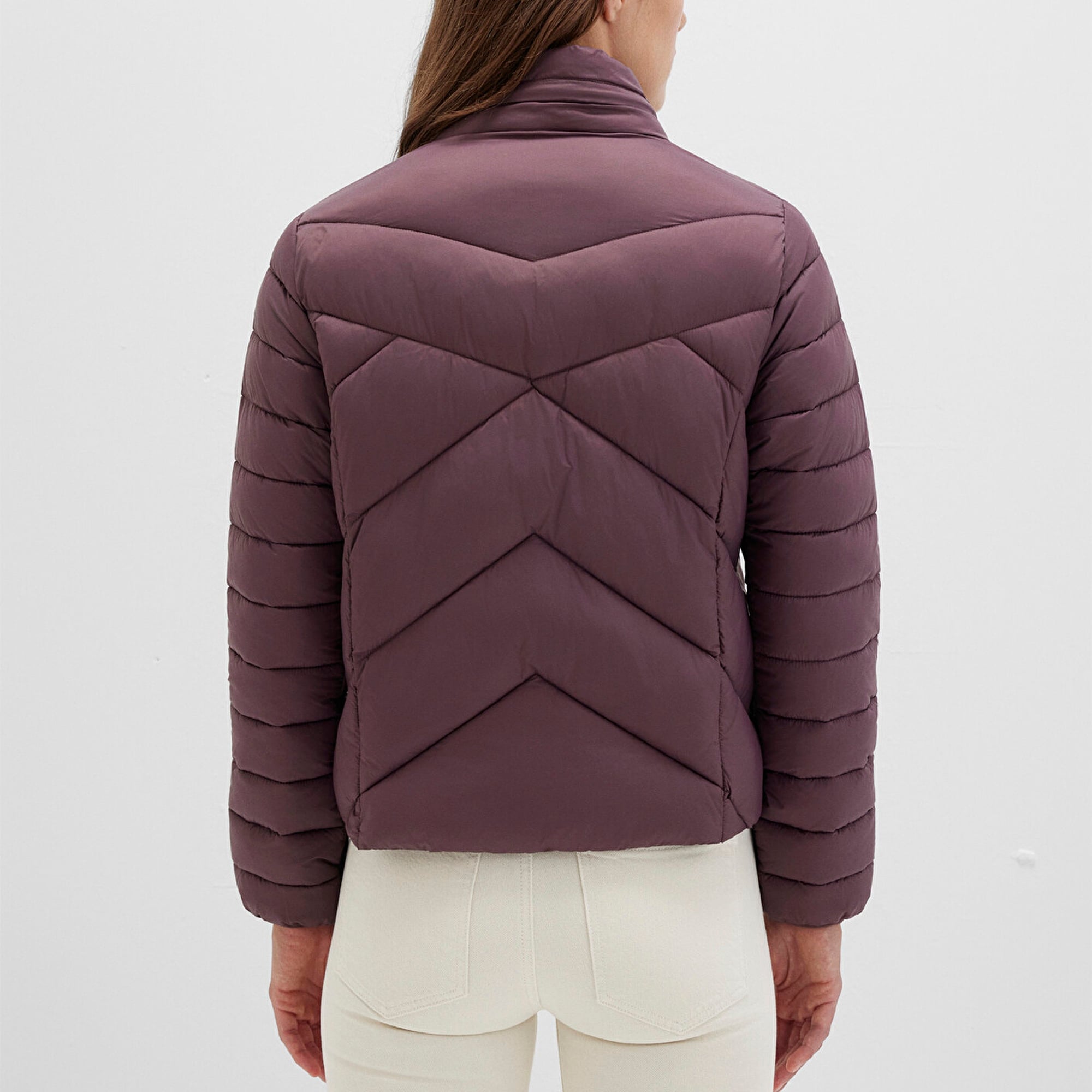 Mavi Dik Yaka Kahverengi Şişme Mont 110698-70260