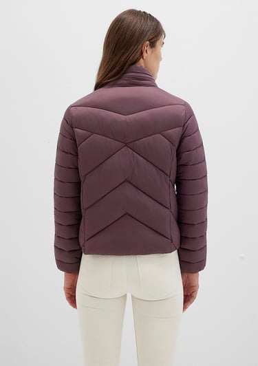  Mavi Dik Yaka Kahverengi Şişme Mont 110698-70260