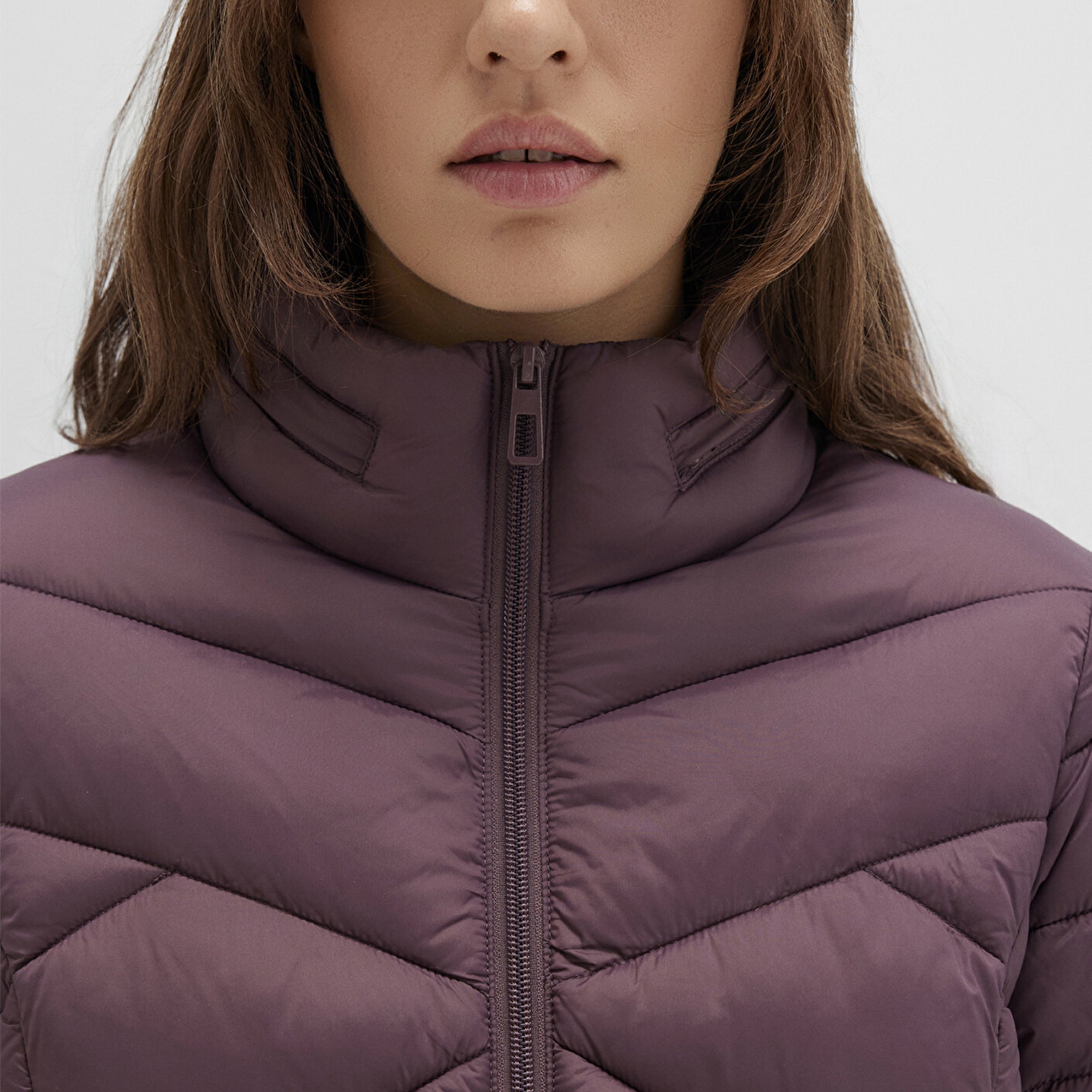 Mavi Dik Yaka Kahverengi Şişme Mont 110698-70260