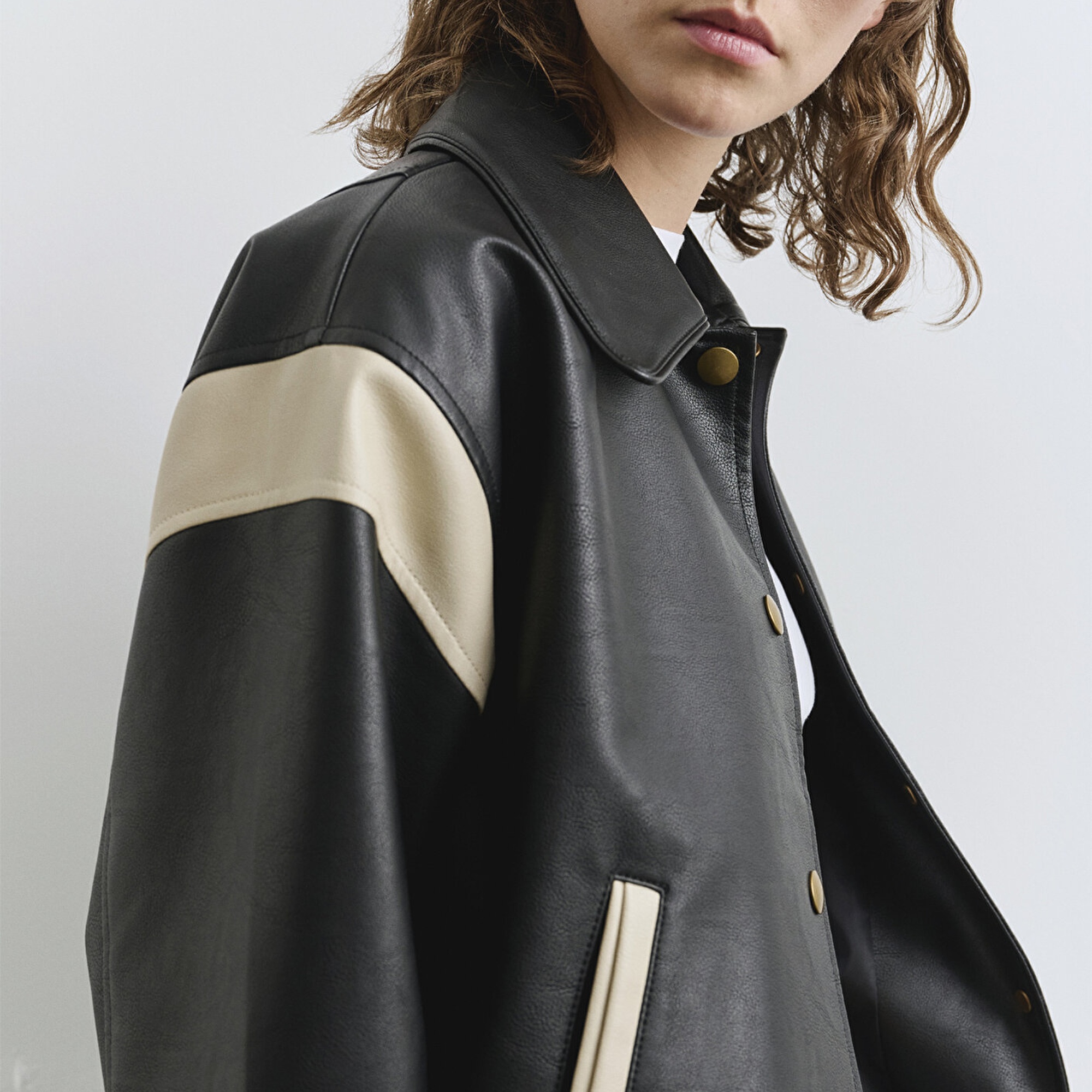 Mavi Siyah Suni Deri Ceket Loose Fit / Bol Rahat Kesim 1110727-900