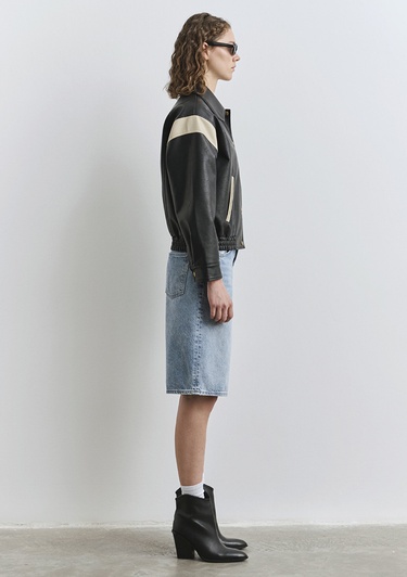  Mavi Siyah Suni Deri Ceket Loose Fit / Bol Rahat Kesim 1110727-900