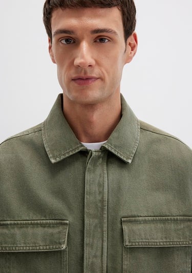  Mavi Cep Detaylı Haki Ceket Loose Fit / Bol Rahat Kesim 0110510-71581