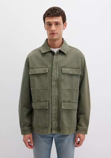  Mavi Cep Detaylı Haki Ceket Loose Fit / Bol Rahat Kesim 0110510-71581