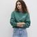 Mavi Mavi Logo Baskılı Yeşil Crop Sweatshirt 1611601-71874