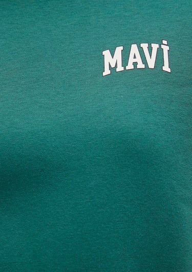  Mavi Mavi Logo Baskılı Yeşil Crop Sweatshirt 1611601-71874