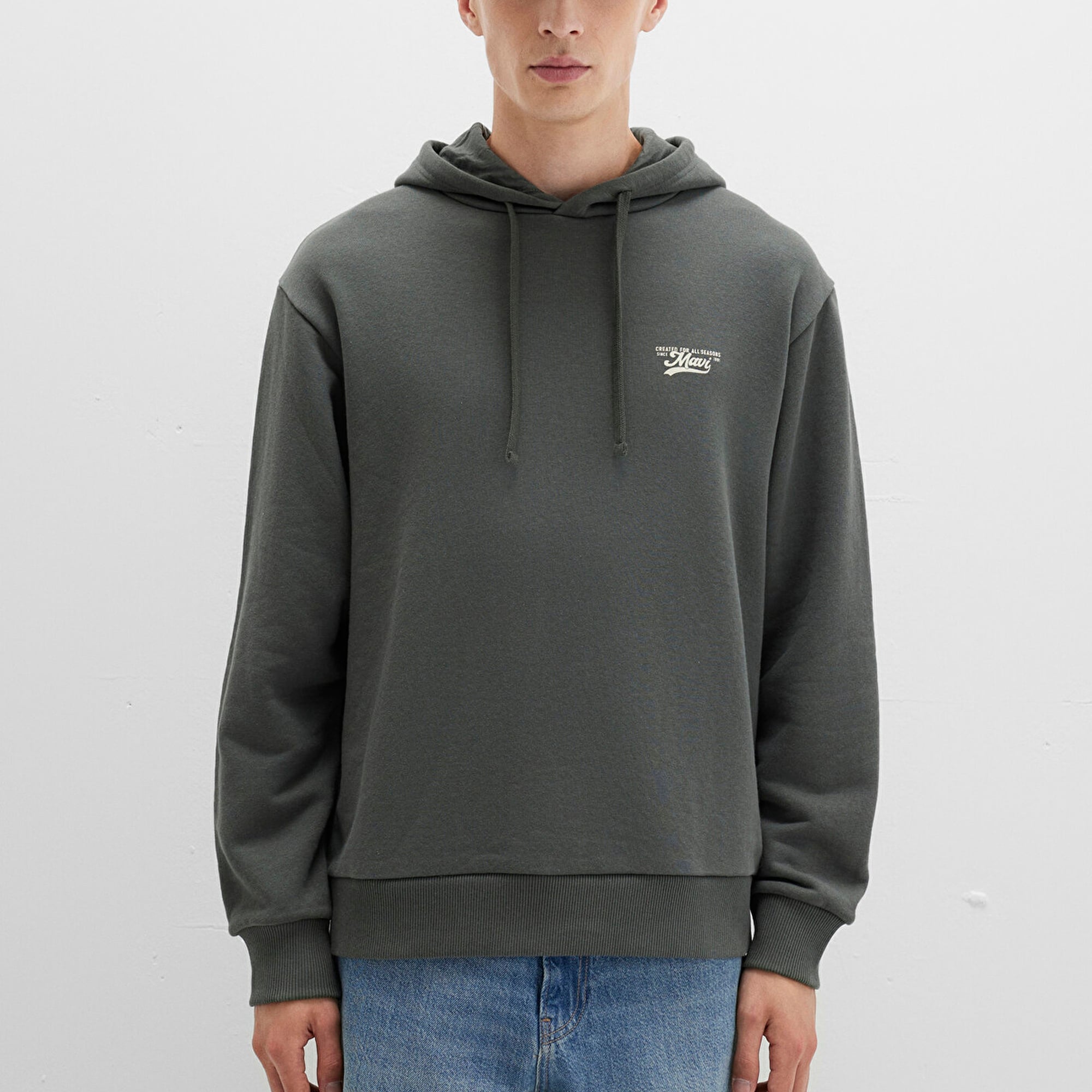 Mavi Mavi Logo Baskılı Kapüşonlu Yeşil Sweatshirt 0S10468-71598