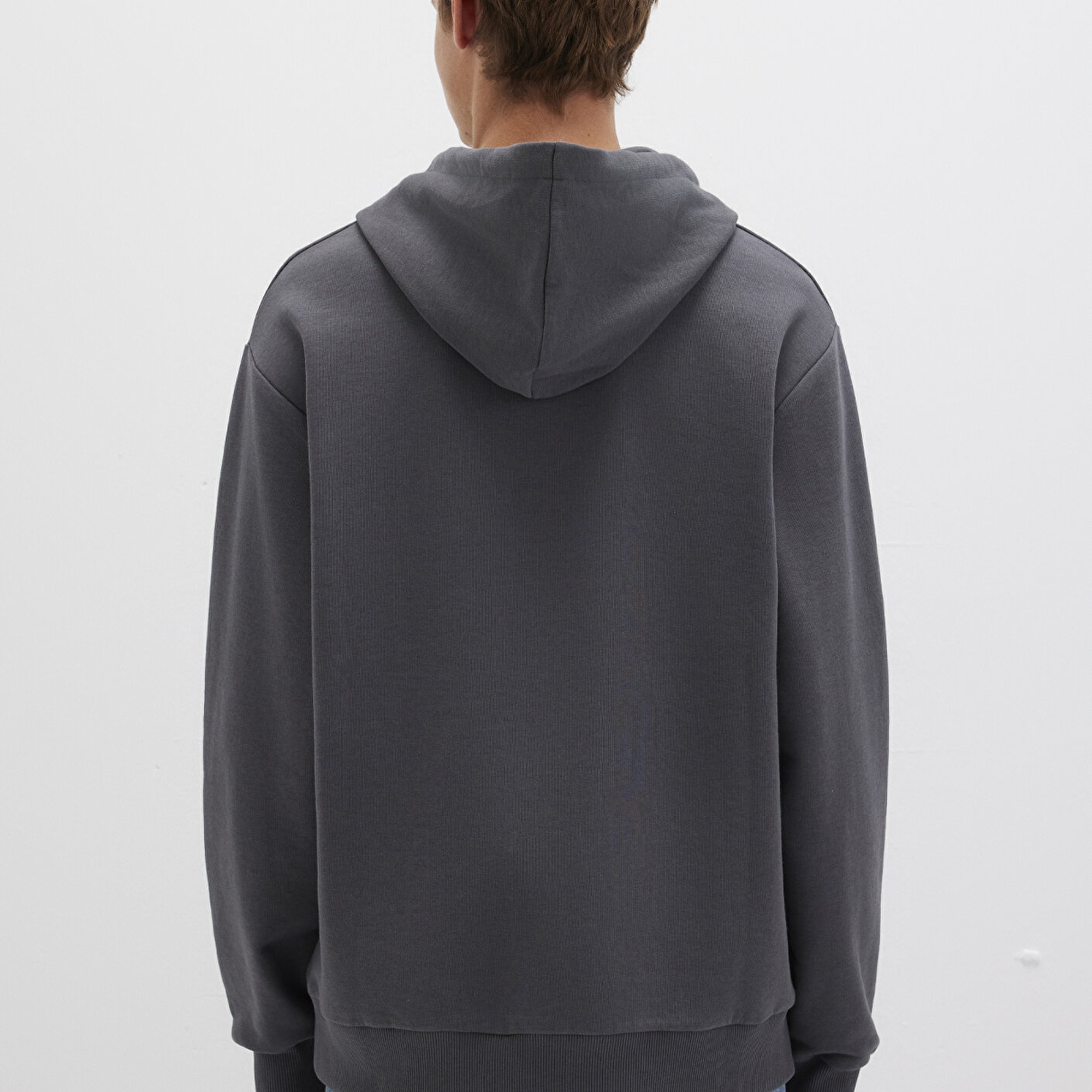 Mavi MVJNS Logo Baskılı Kapüşonlu Antrasit Sweatshirt 0611786-80106