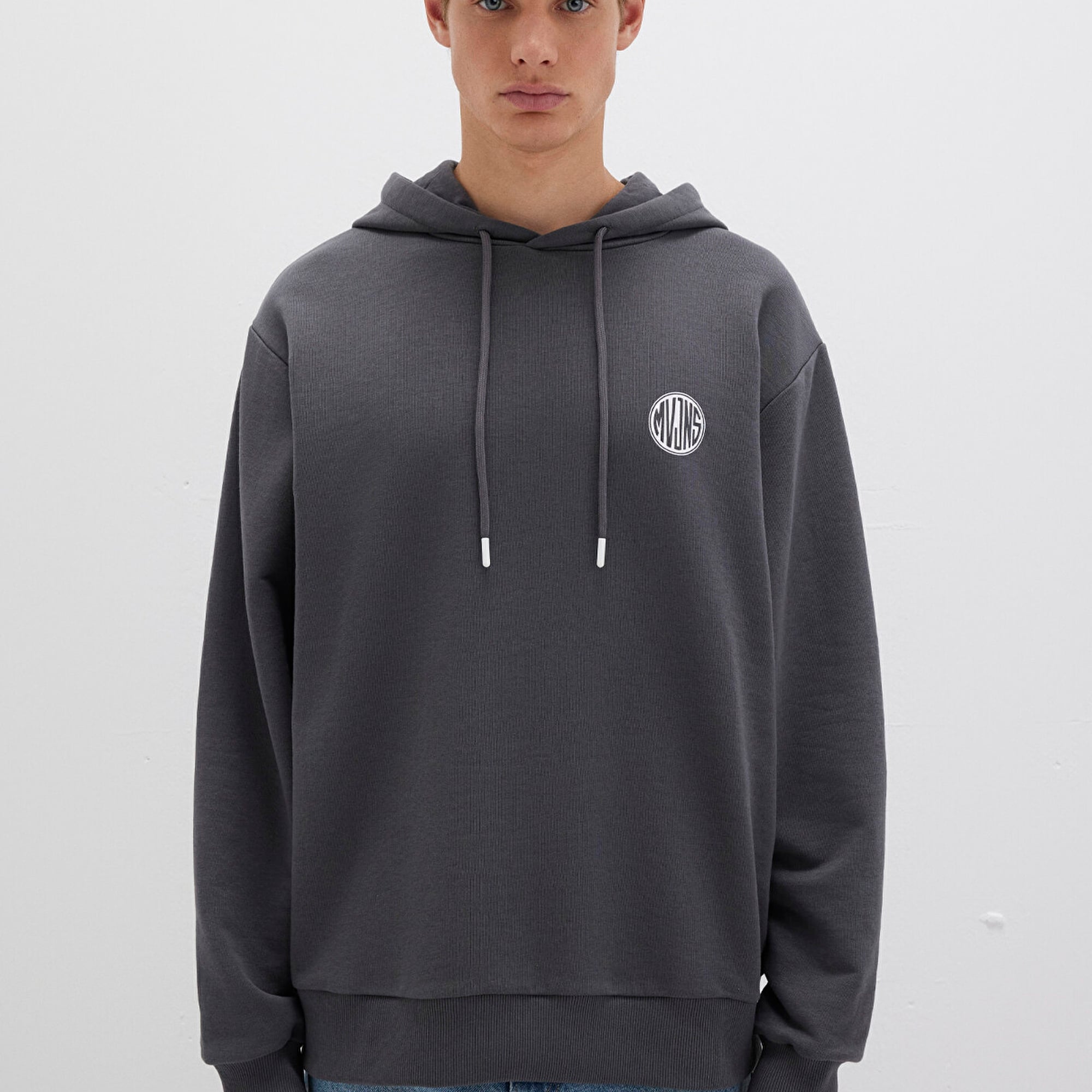 Mavi MVJNS Logo Baskılı Kapüşonlu Antrasit Sweatshirt 0611786-80106