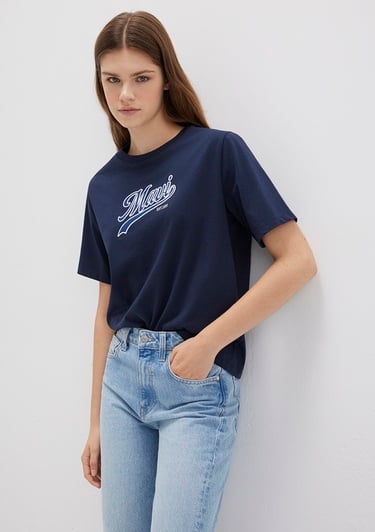  Mavi Mavi Logo Baskılı Lacivert Tişört Regular Fit / Normal Kesim 1613565-82318