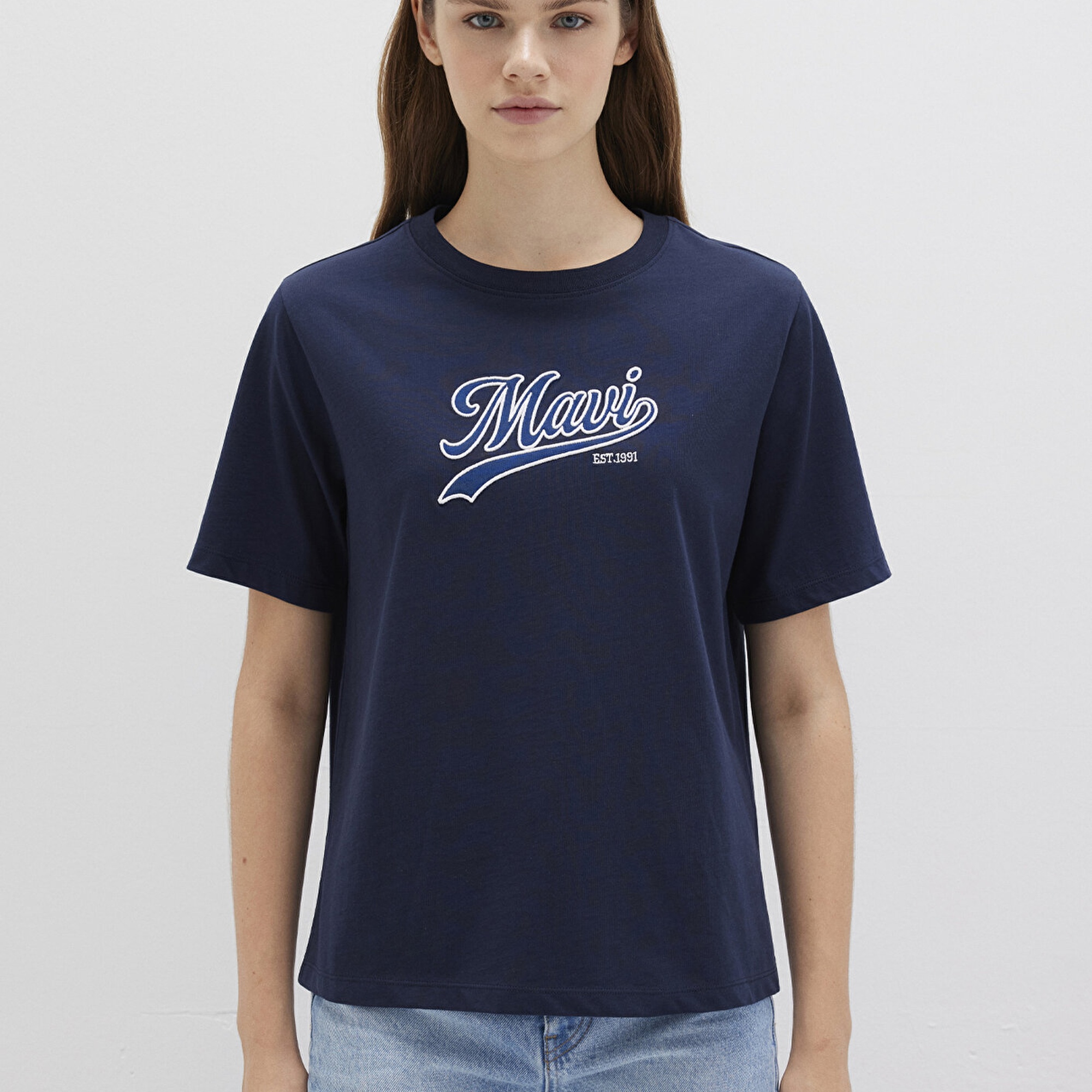 Mavi Mavi Logo Baskılı Lacivert Tişört Regular Fit / Normal Kesim 1613565-82318