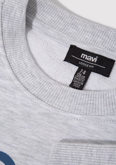 Mavi Playstation Baskılı Gri Sweatshirt 6S10132-88467
