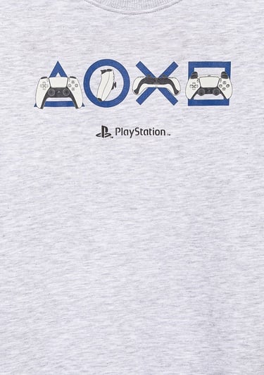  Mavi Playstation Baskılı Gri Sweatshirt 6S10132-88467