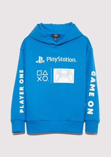  Mavi Playstation Baskılı Mavi Sweatshirt 6S10131-70772