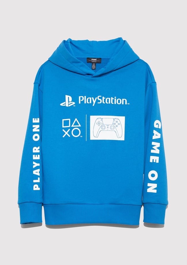  Mavi Playstation Baskılı Mavi Sweatshirt 6S10131-70772