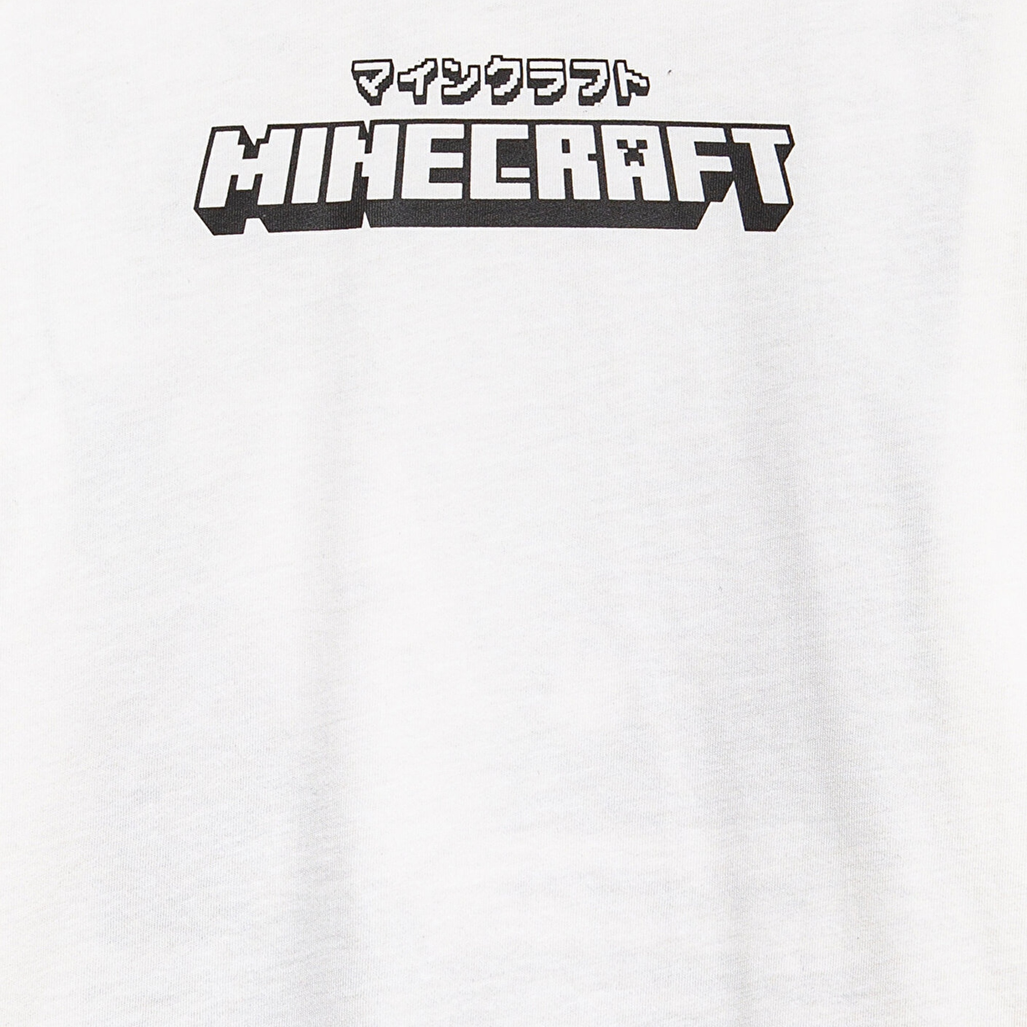 Mavi Minecraft Baskılı Ekru Tişört Loose Fit / Bol Rahat Kesim 6610378-70057