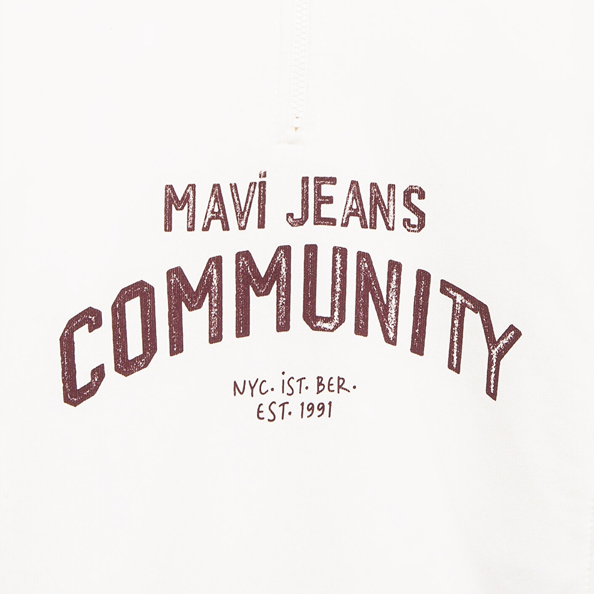 Mavi Baskılı Yarı Fermuarlı Beyaz Sweatshirt 7S10130-70057