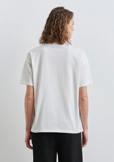  Mavi Mavi Logo Baskılı Ekru Tişört Loose Fit / Bol Rahat Kesim 1613333-70057