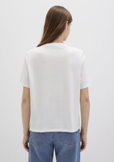  Mavi Mavi Logo Baskılı Ekru Tişört Regular Fit / Normal Kesim 1613564-70057