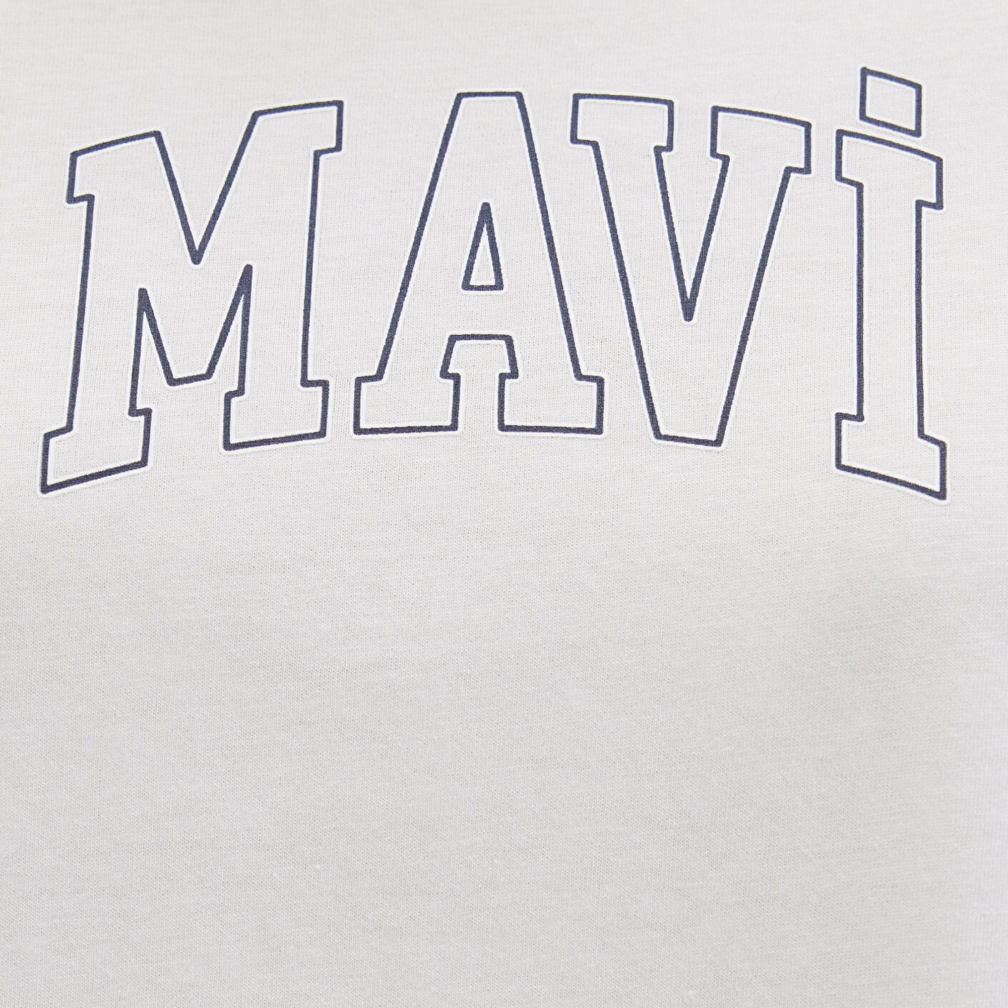 Mavi Mavi Logo Baskılı Ekru Tişört Regular Fit / Normal Kesim 1613564-70057