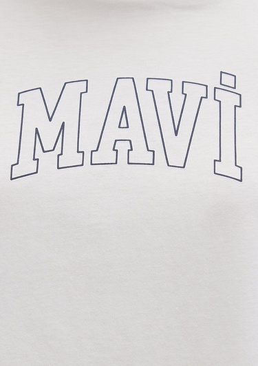  Mavi Mavi Logo Baskılı Ekru Tişört Regular Fit / Normal Kesim 1613564-70057