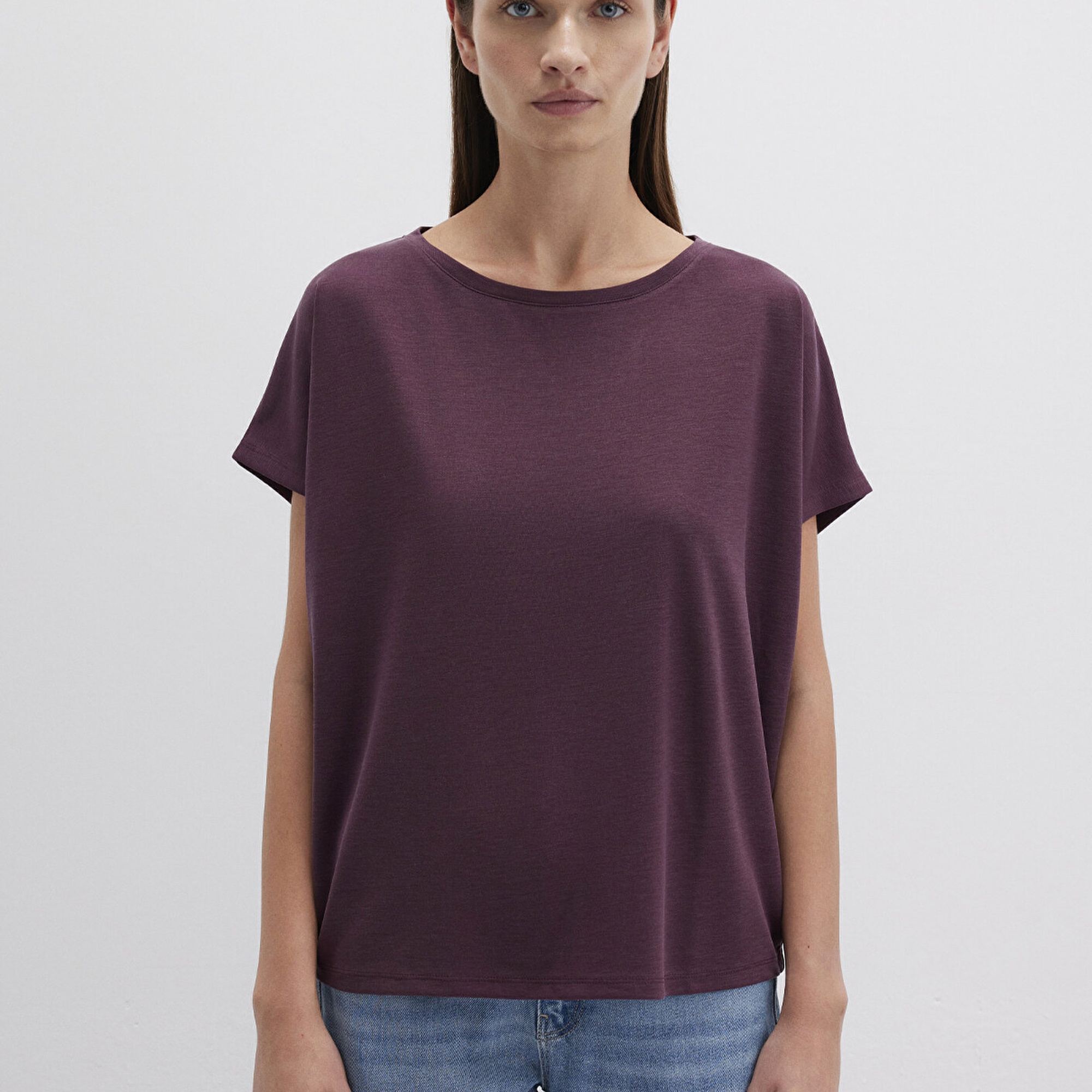 Mavi Lux Touch TENCEL TM Modal Kahverengi Basic Tişört Loose Fit / Bol Rahat Kesim 167245-70421