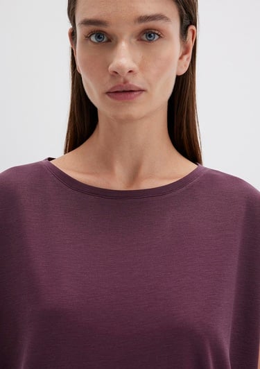  Mavi Lux Touch TENCEL TM Modal Kahverengi Basic Tişört Loose Fit / Bol Rahat Kesim 167245-70421