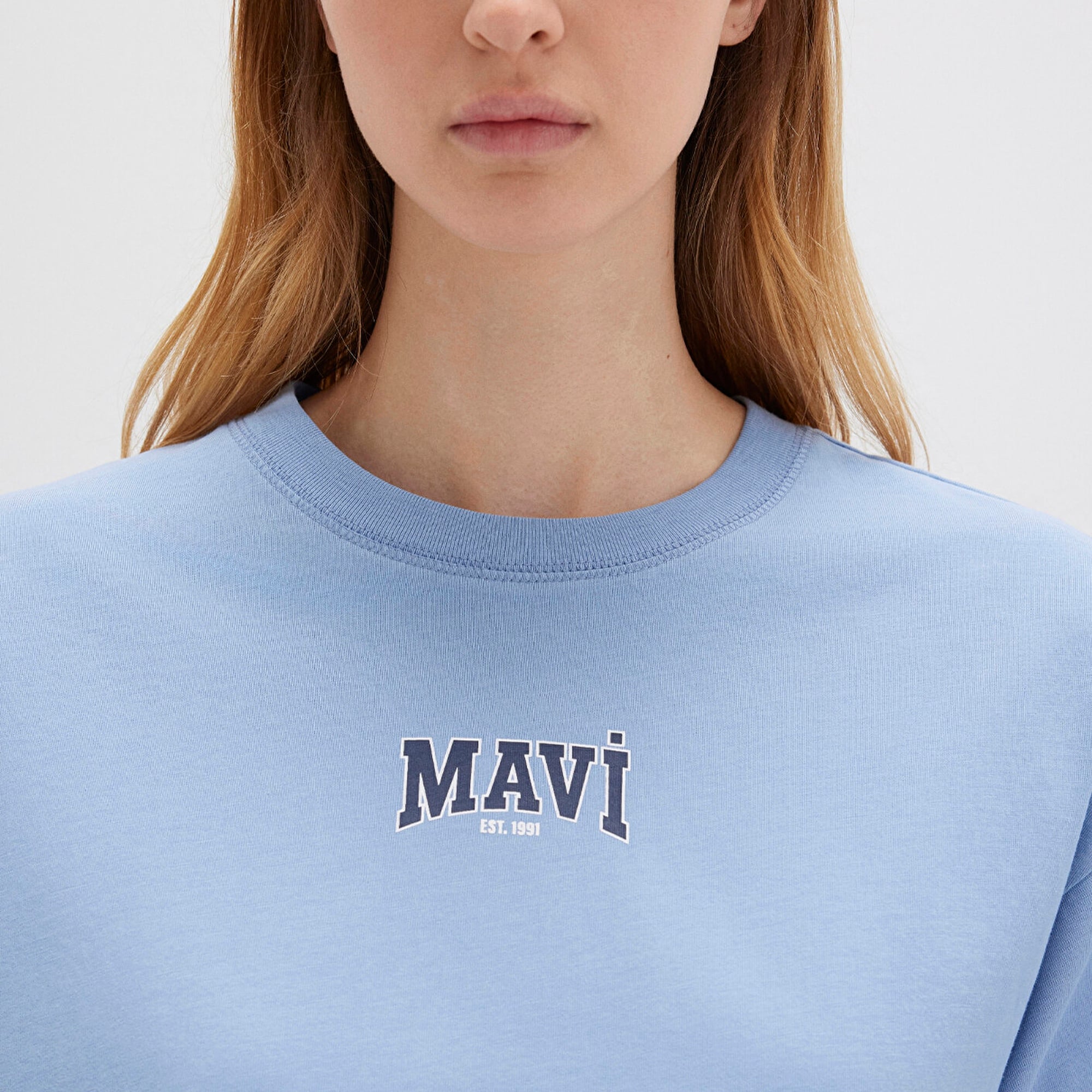 Mavi Mavi Logo Baskılı Mavi Crop Tişört Crop / Kısa Kesim 1613411-70831
