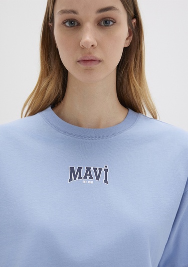  Mavi Mavi Logo Baskılı Mavi Crop Tişört Crop / Kısa Kesim 1613411-70831