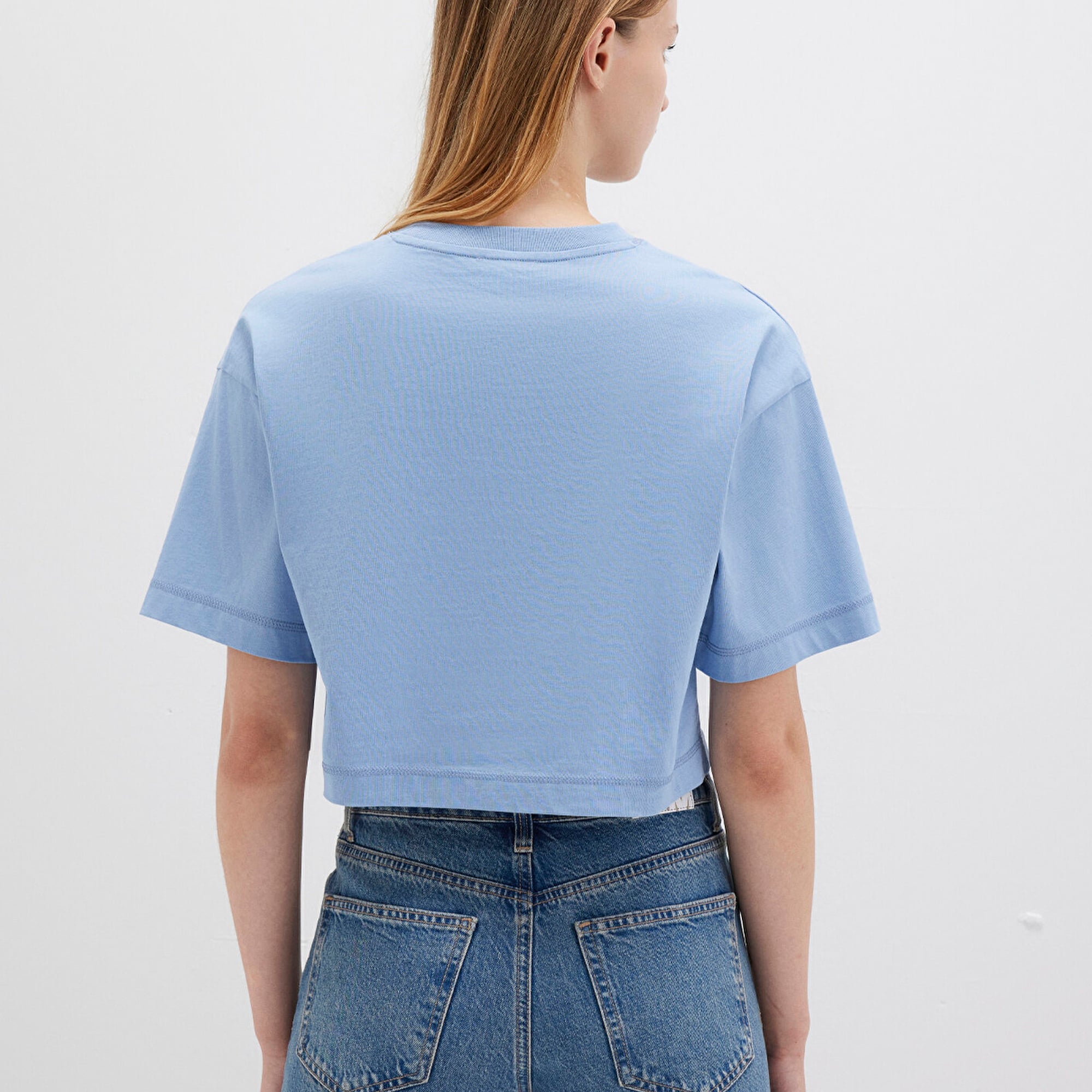 Mavi Mavi Logo Baskılı Mavi Crop Tişört Crop / Kısa Kesim 1613411-70831