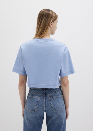  Mavi Mavi Logo Baskılı Mavi Crop Tişört Crop / Kısa Kesim 1613411-70831
