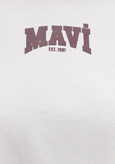  Mavi Mavi Logo Baskılı Ekru Crop Tişört Crop / Kısa Kesim 1613411-70057