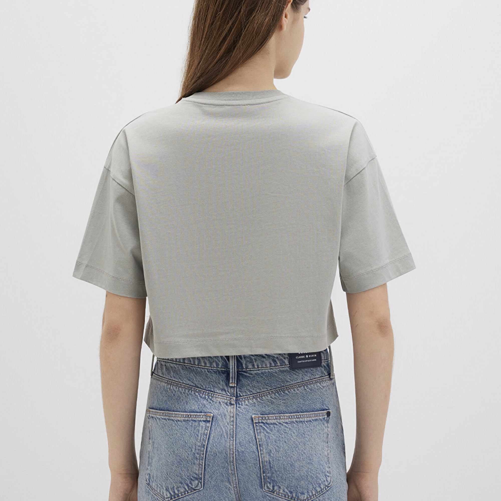 Mavi Mavi Logo Baskılı Gri Crop Tişört Crop / Kısa Kesim 1613411-70112